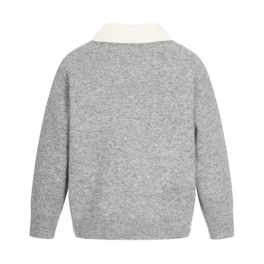 Damen Oversize Wollmix-Pullover mit kontrastpolokragen und V‑Ausschnitt Shop Nory