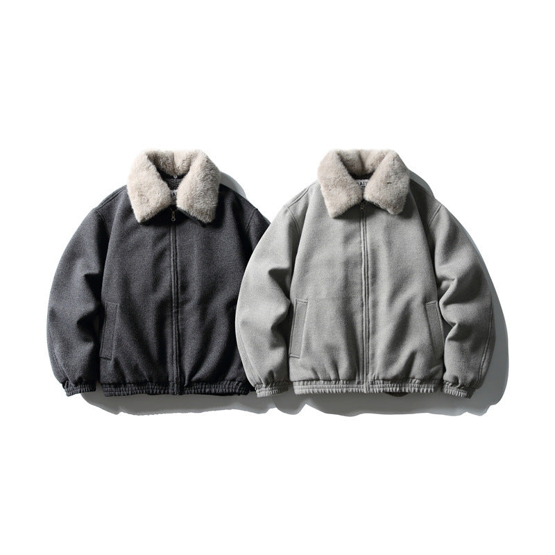 Herren Kurzboxy-Wollmix-Fliegerjacke mit Kunstfellkragen und elastischem Saum Shop Nory
