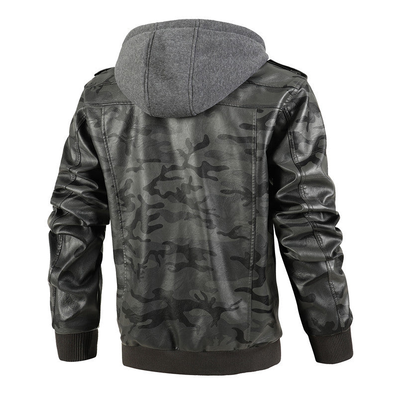 Herren Modische Kunstlederjacke im Military-Stil Shop Nory