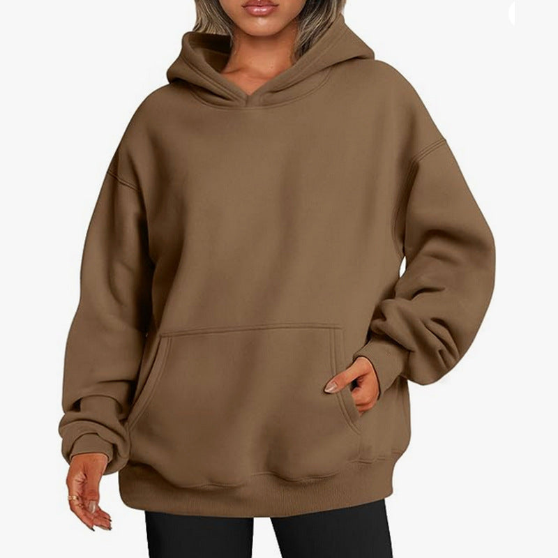 Damen nan Relax-Fleece Kapuzenpullover mit Kängurutasche, verlängerter Rücken und überschnittener Schulter Shop Nory