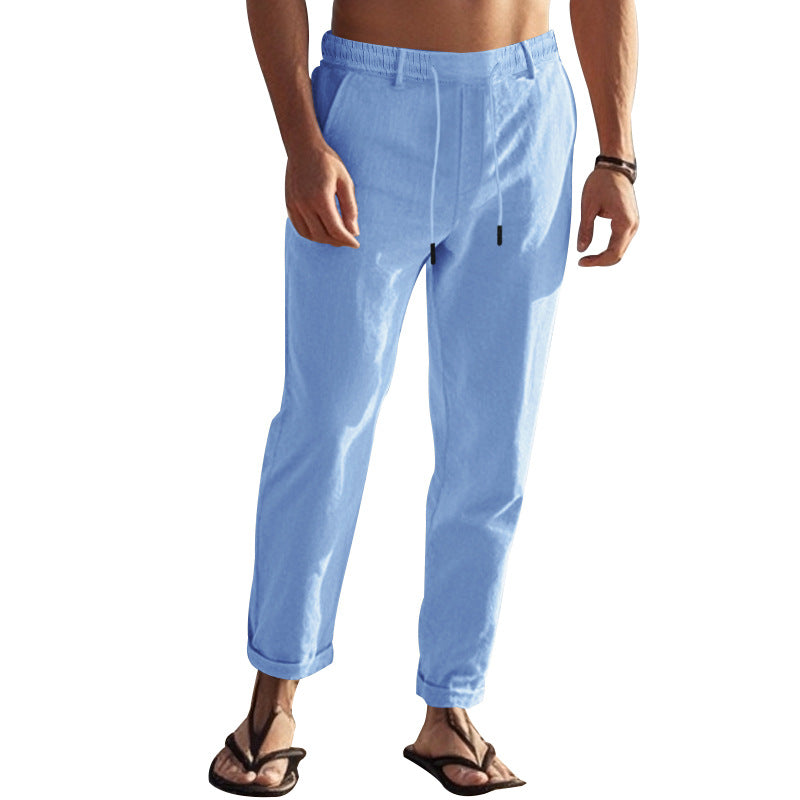 Herren Freizeit-Chino im Leinenlook mit elastischem Bund und schmaler Knöchelpassform Shop Nory