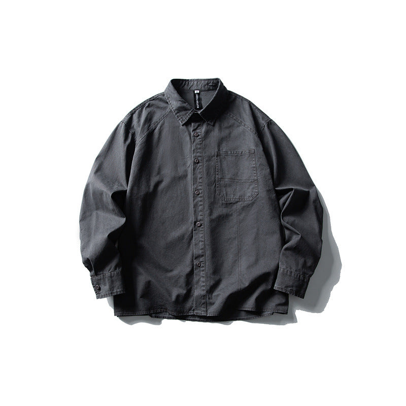 Herren Oversize-Hemdjacke aus robustem Baumwoll-Twill mit aufgesetzter Brusttasche und geradem Saum Shop Nory