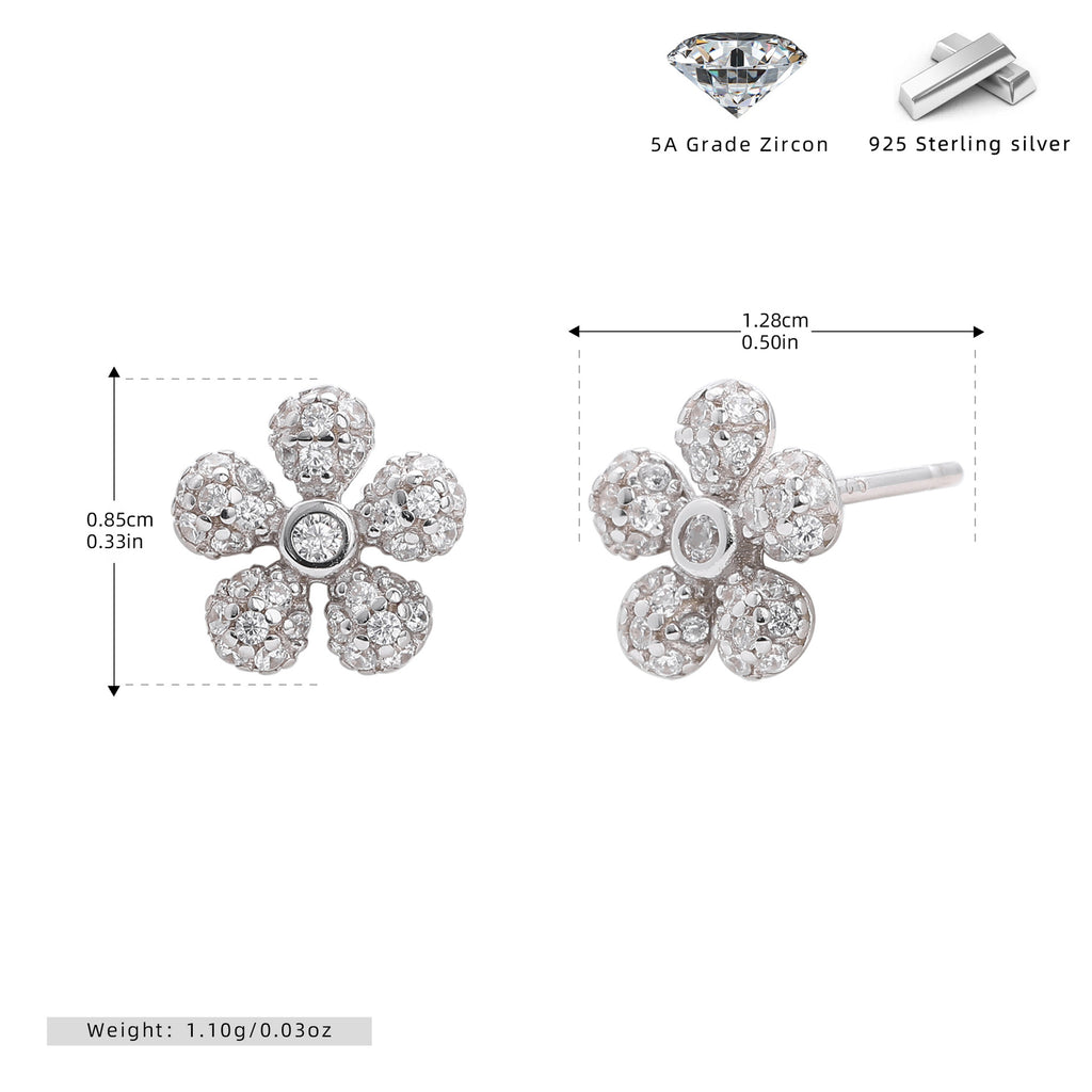 Damen Ohrstecker in Blumenform mit funkelnden Zirkonia Shop Nory