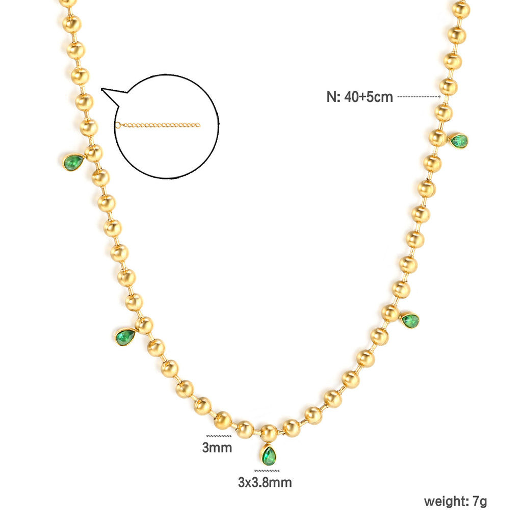 Damen elegante Halskette mit bunten, facettierten Steinen und verstellbarem Kettendesign Shop Nory