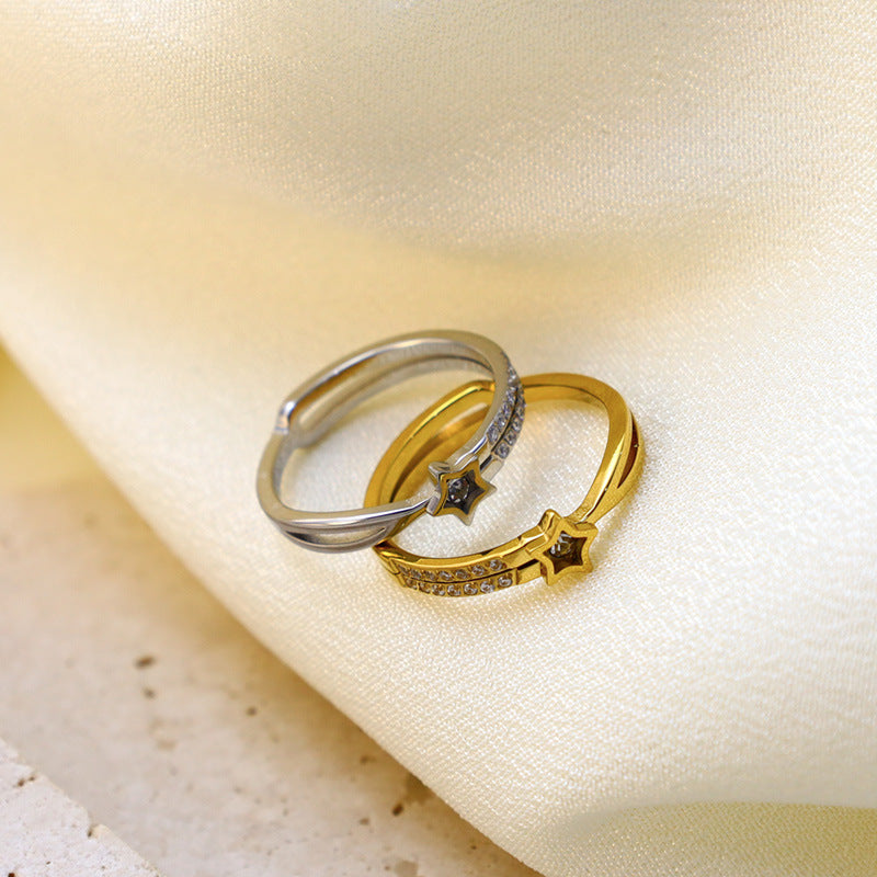 Damen Funkelnder Stern-Ring mit Zirkonia-Details Shop Nory