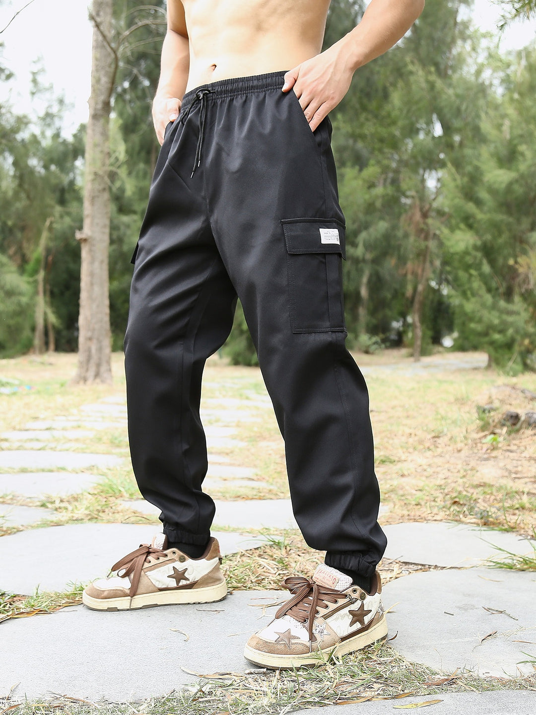 Herren Freizeit Cargo-Hose mit elastischem Bund und praktischen Taschen Shop Nory
