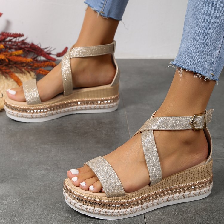Damen Glitzernde Plateau-Sandalen
