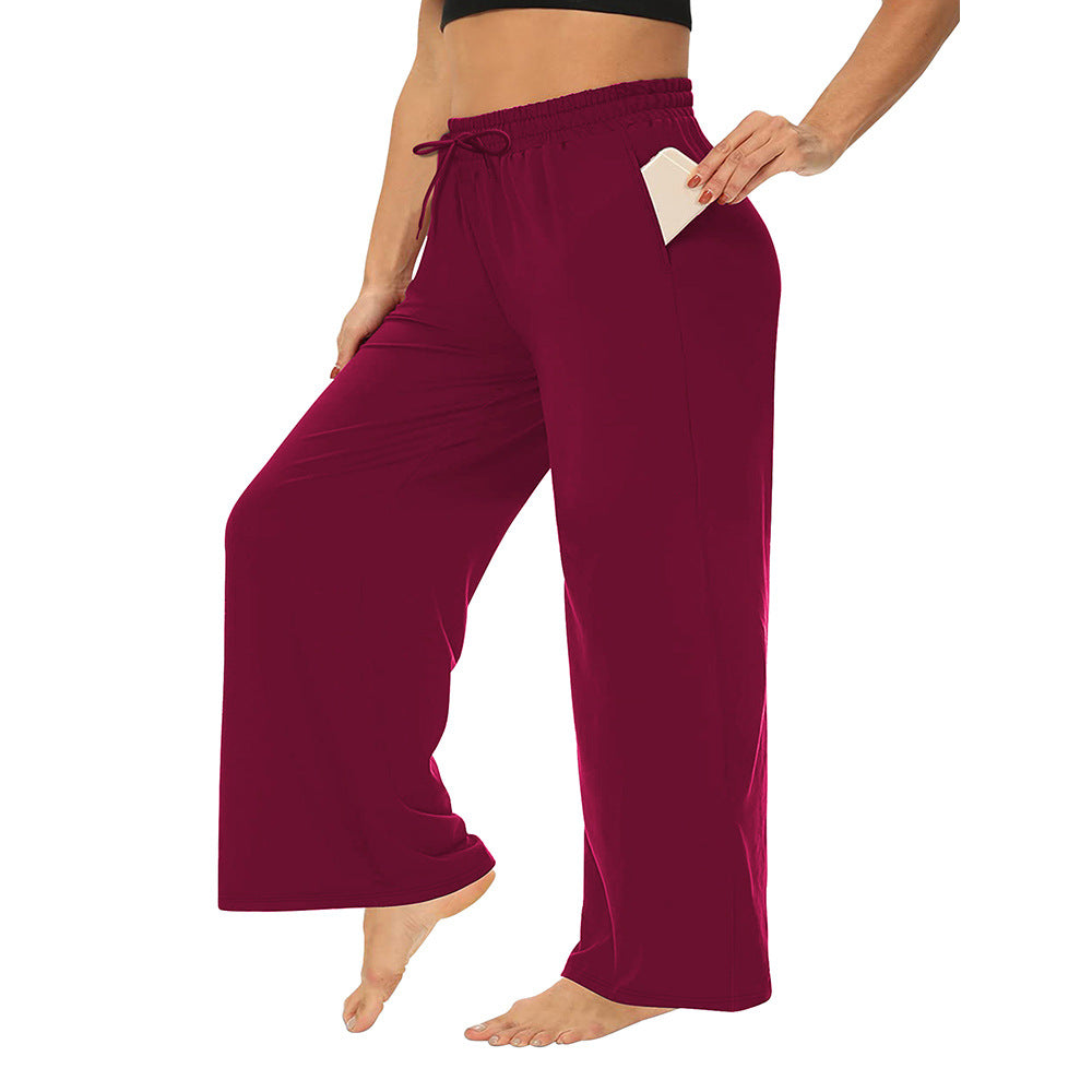Damen Weite High-Waist Yogahose mit Leopardenmuster und Kordelzug Shopy Nory