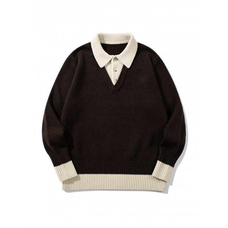 Herren Oversized Feinstrick-Polo mit kontrastbesetztem Hemdkragen und Rippenbündchen Shop Nory