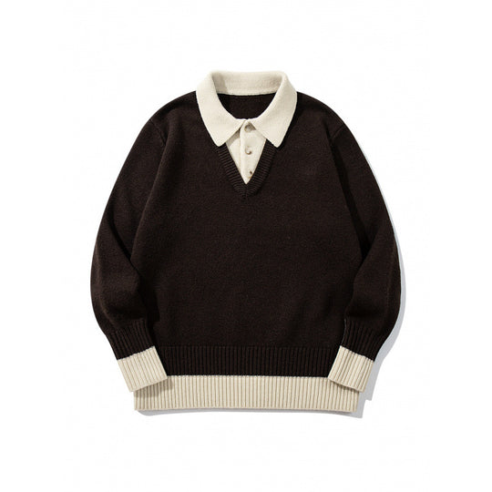Herren Oversized Feinstrick-Polo mit kontrastbesetztem Hemdkragen und Rippenbündchen Shop Nory