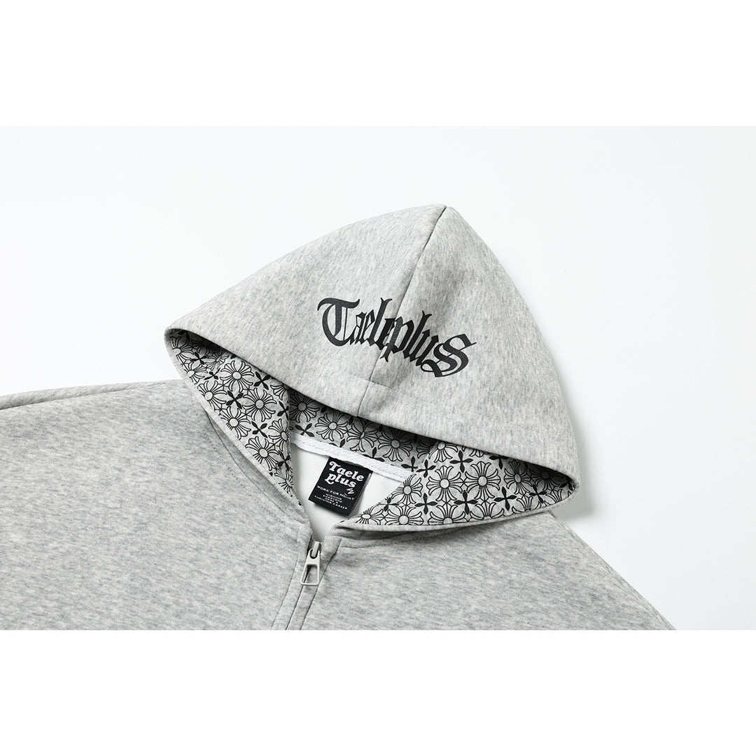 Unisex Kapuzenpullover im Urban‑Gothic‑Print mit geripptem Saum Shop Nory