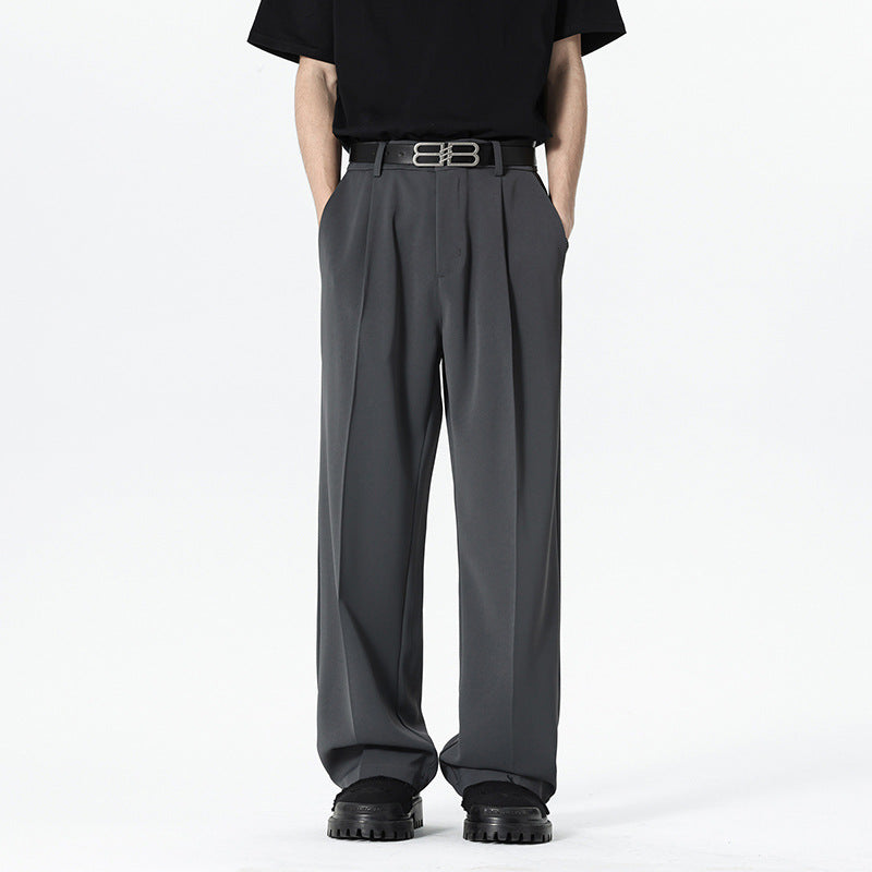Herren weite Bundfalte Stoffhose mit hoher Taille, gerade Beinform und dezenten Seitentaschen Shop Nory