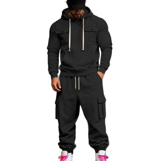 Herren Kapuzen-Sweatherset mit Cargo-Jogger und aufgesetzten Taschen Shop Nory