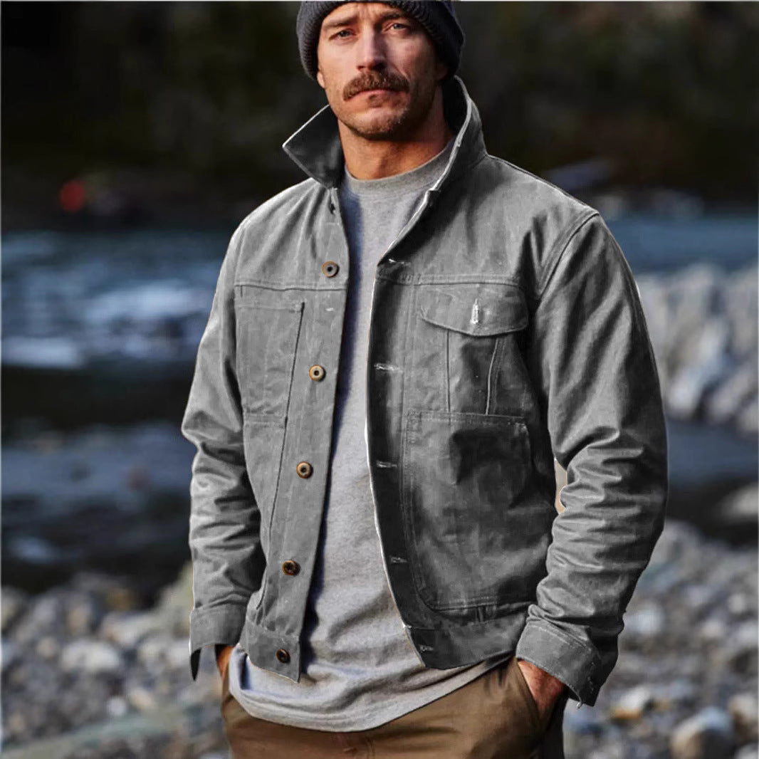 Herren leichte Utility-Jacke mit praktischen Taschen und stylischem Stehkragen