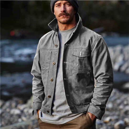 Herren leichte Utility-Jacke mit praktischen Taschen und stylischem Stehkragen