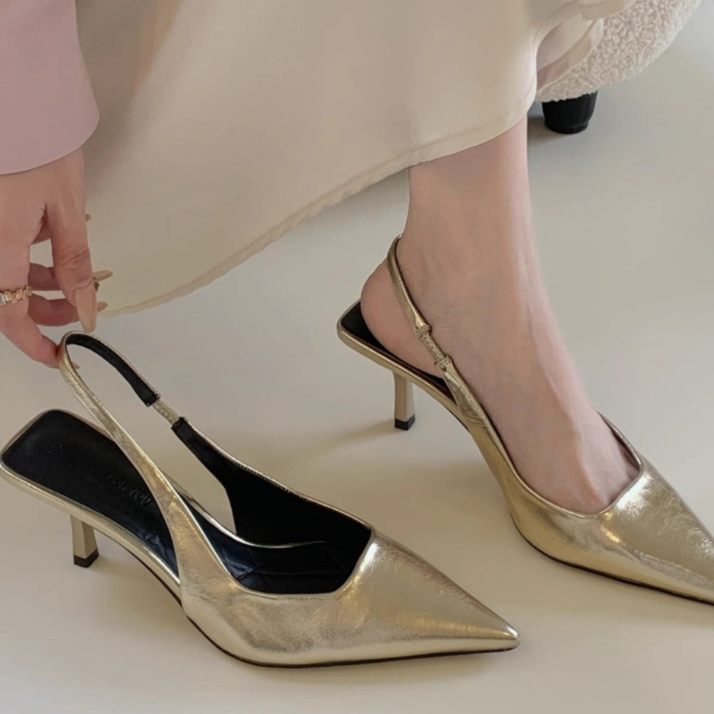 Damen elegante Slingback Pumps mit spitzem Design