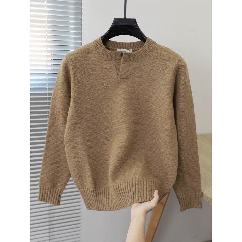 Unisex Feinstrickpullover mit Rundhalsausschnitt und Halslasche im Oversize‑Schnitt Shop Nory