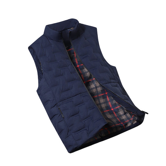 Herren Wattierte Steppweste mit kariertem Innenfutter und Stehkragen Shop Nory