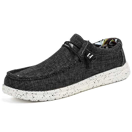 Herren Legerer Canvas-Mokassin-Slipper mit geflochtener Schnürung und gefleckter EVA-Sohle Shopy Nory