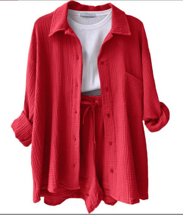 Damen lässiges Oversize-Hemd mit kurzem Schnitt und praktischen Taschen