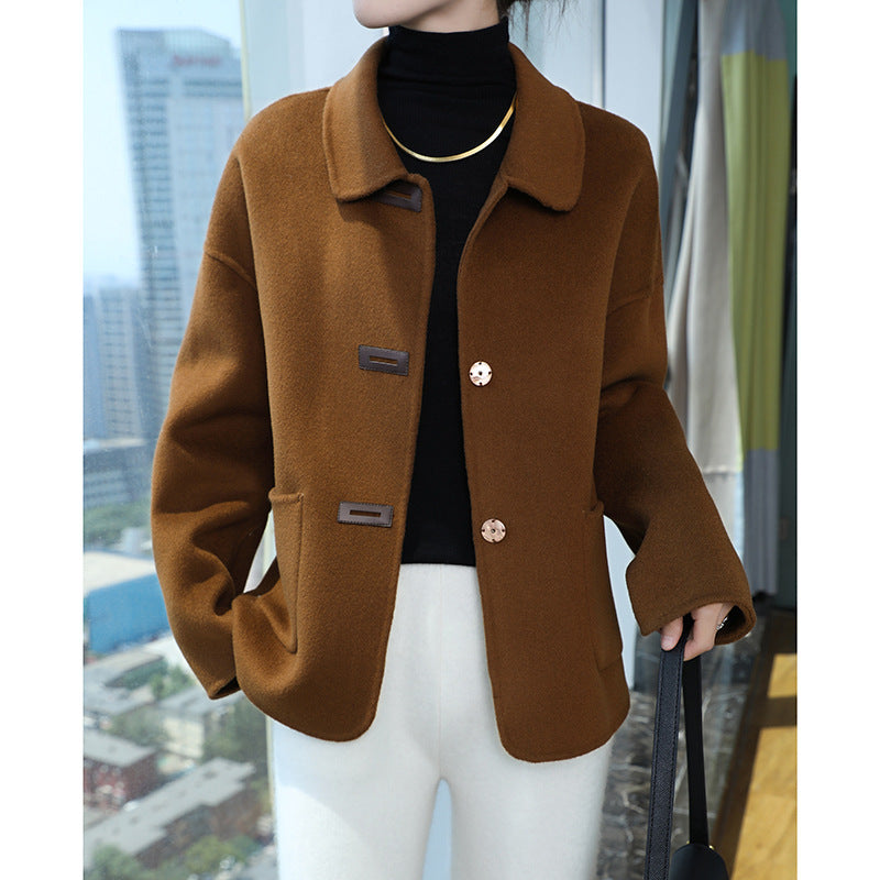 Damen Kurzmantel aus Wollmix mit Hemdkragen, kastiger Silhouette und Eingrifftaschen Shop Nory