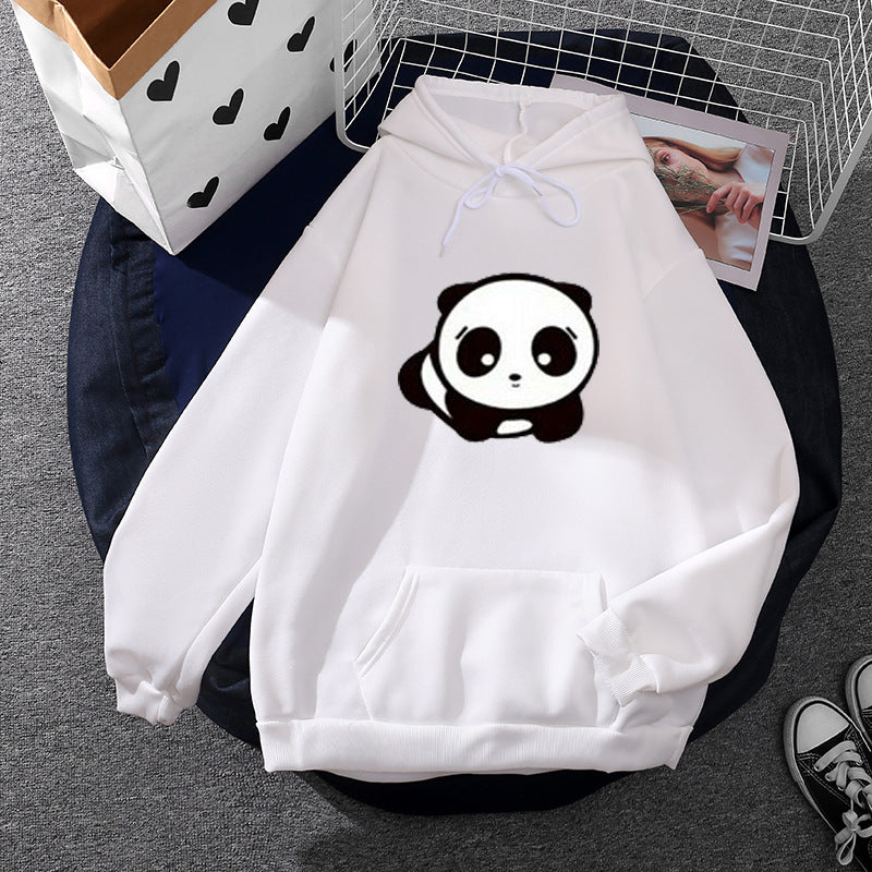 Damen nan kuscheliger Oversize-Kapuzenpullover im Streetwear-Cut mit Kängurutasche und niedlicher Panda-Motivstickerei Shop Nory