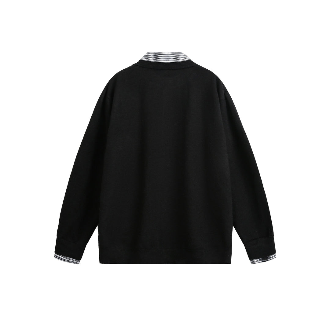Unisex Lagenlook Strickcardigan mit eingearbeitetem Hemdkragen und Knopfleiste Shop Nory