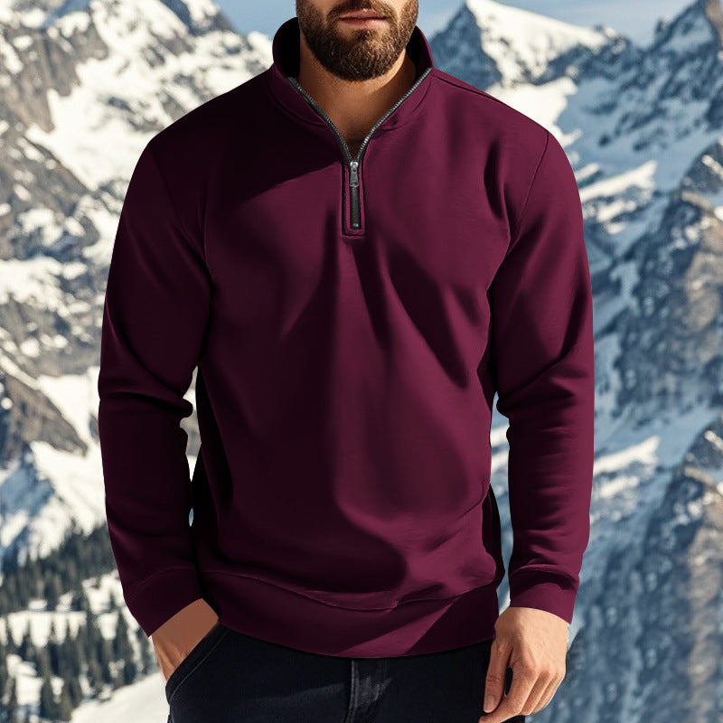 Herren nan komfortables Halbzip-Sweatshirt mit Stehkragen, leicht angerauter Innenseite und geripptem Saum Shop Nory