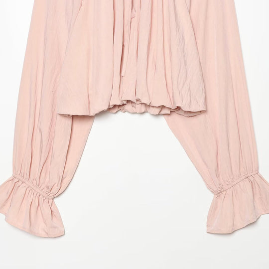 Damen Carmen-Cropped-Bluse mit Tunnelzugkragen, gerafftem Saum und Ballonärmeln Shop Nory