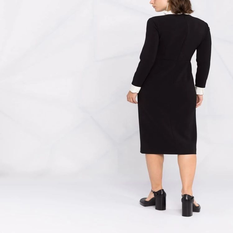 Damen Midikleid mit Peter-Pan-Kragen, tailliertem Schnitt und langen Ärmeln Shop Nory