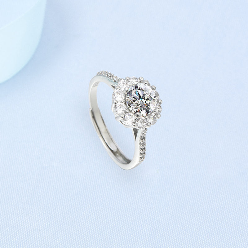 Damen Luxus Schmuckring mit funkelndem Blütendesign Shop Nory