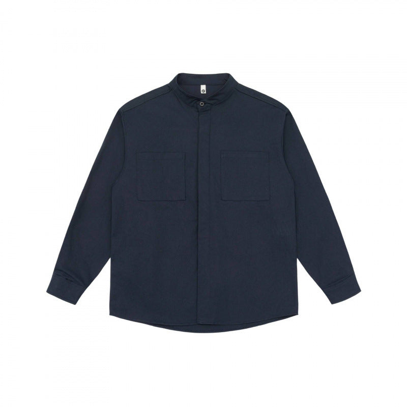 Unisex Oversize-Hemdjacke mit Stehkragen, verdeckter Knopfleiste und aufgesetzten Brusttaschen Shop Nory