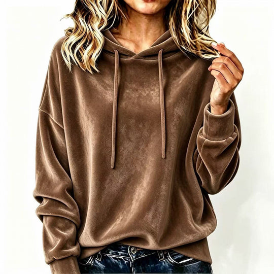 Damen Velours-Oversize-Kapuzenpullover mit Raglanärmeln Shop Nory