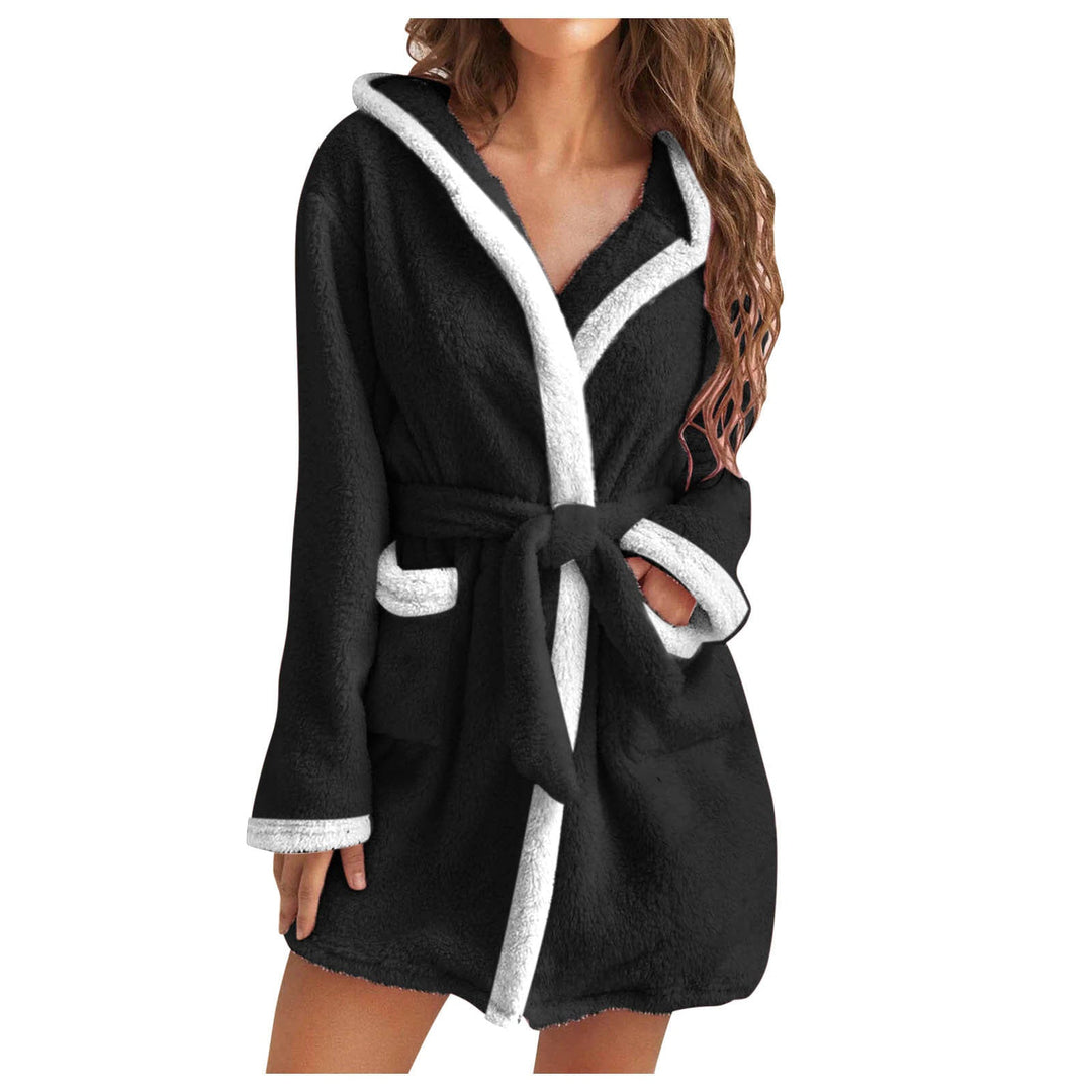 Damen Kuscheliger Bademantel mit weichem Sherpa-Futter und praktischen Taschen