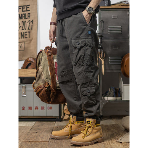 Herren Utility-Cargohose mit Kordelzug, elastischem Saum und Mehrfach-Taschen Shop Nory