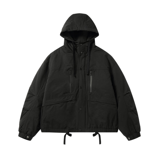 Herren Technischer Kapuzenparka mit wasserabweisenden Reißverschlüssen, Kängurutaschen und Tunnelzug Shop Nory