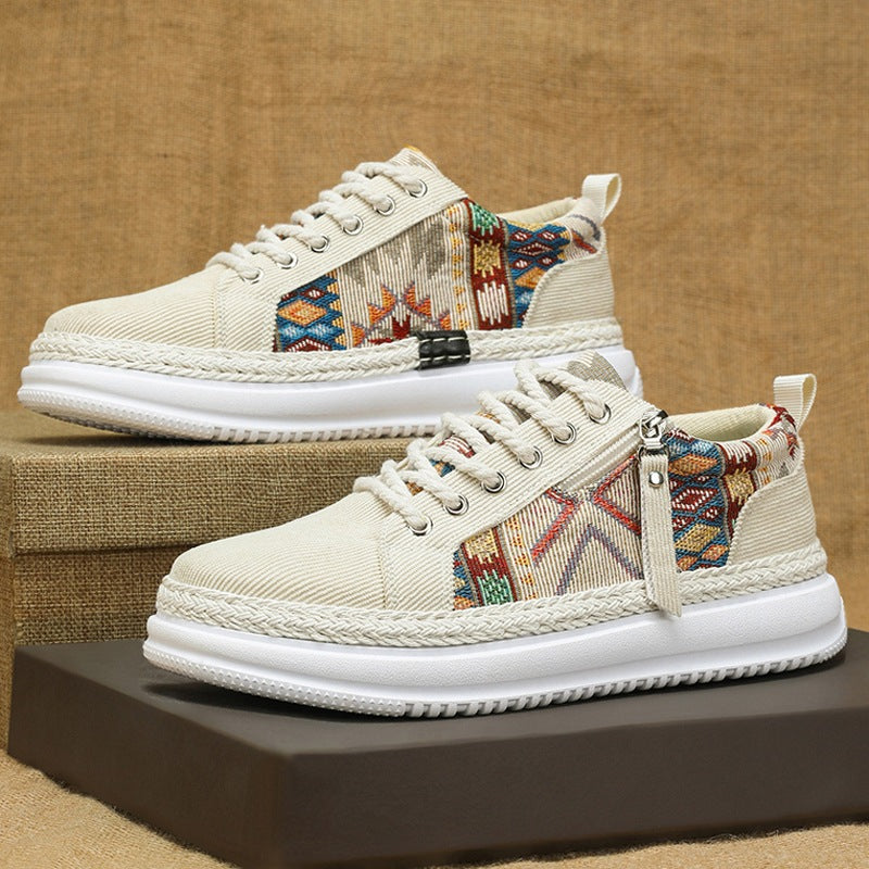 Damen espadrille-inspirierte Plateau-Sneaker mit gewebten Ethno-Einsätzen, seitlichem Reißverschluss und gedämpfter Leichtsohle Shop Nory