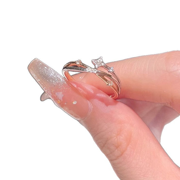 Damen Offener Ring mit funkelndem Zirkonia-Design Shop Nory