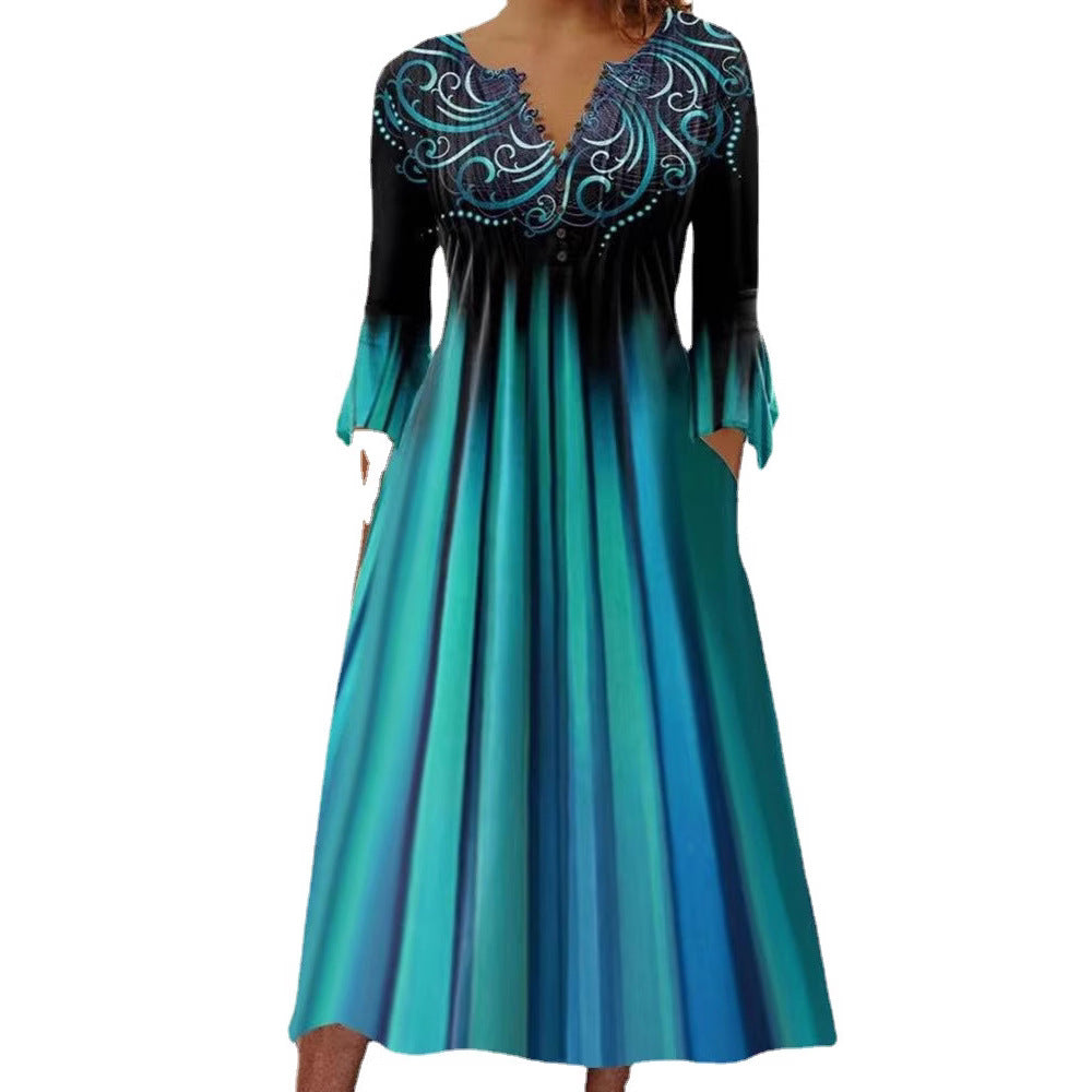 Damen Midikleid mit eleganter Bestickung und fließendem Schnitt