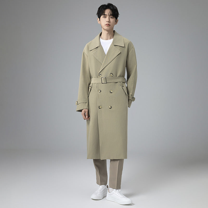 Herren Maxilanger Trenchmantel mit taillierendem Gürtel und minimalistischer Silhouette Shop Nory