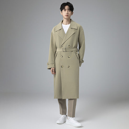 Herren Maxilanger Trenchmantel mit taillierendem Gürtel und minimalistischer Silhouette Shop Nory