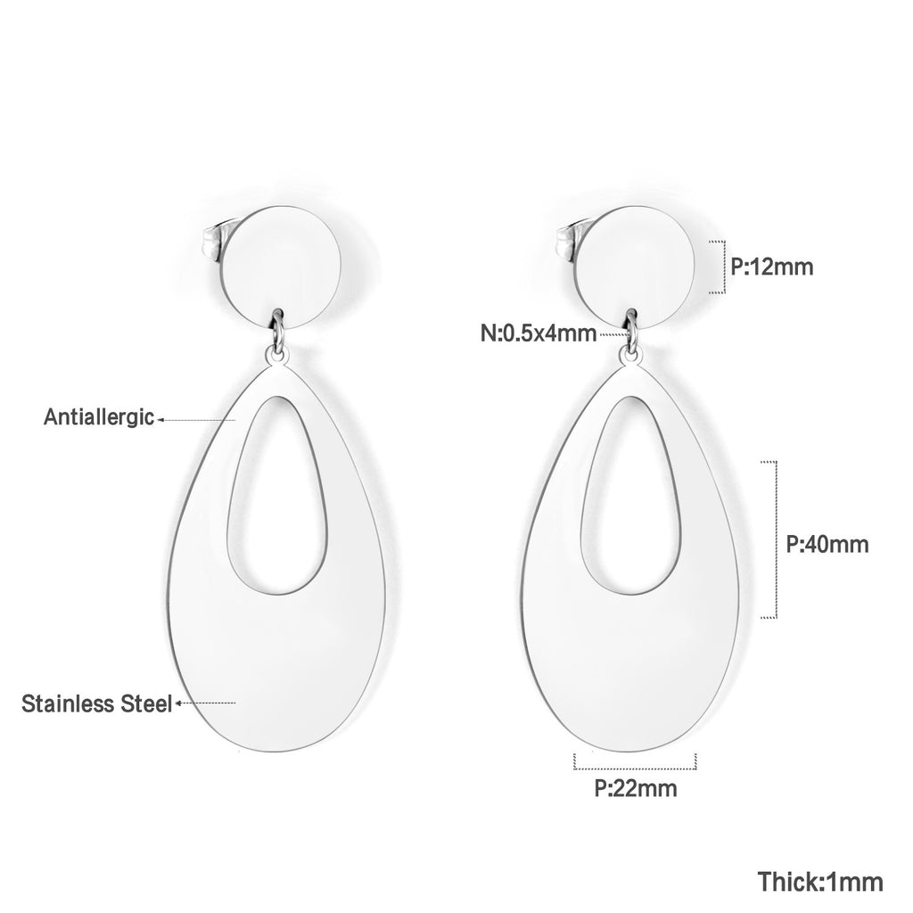 Damen Ohrringe mit elegantem, doppellagigem Rechteckdesign aus Edelstahl und goldplattierter Oberfläche Shop Nory