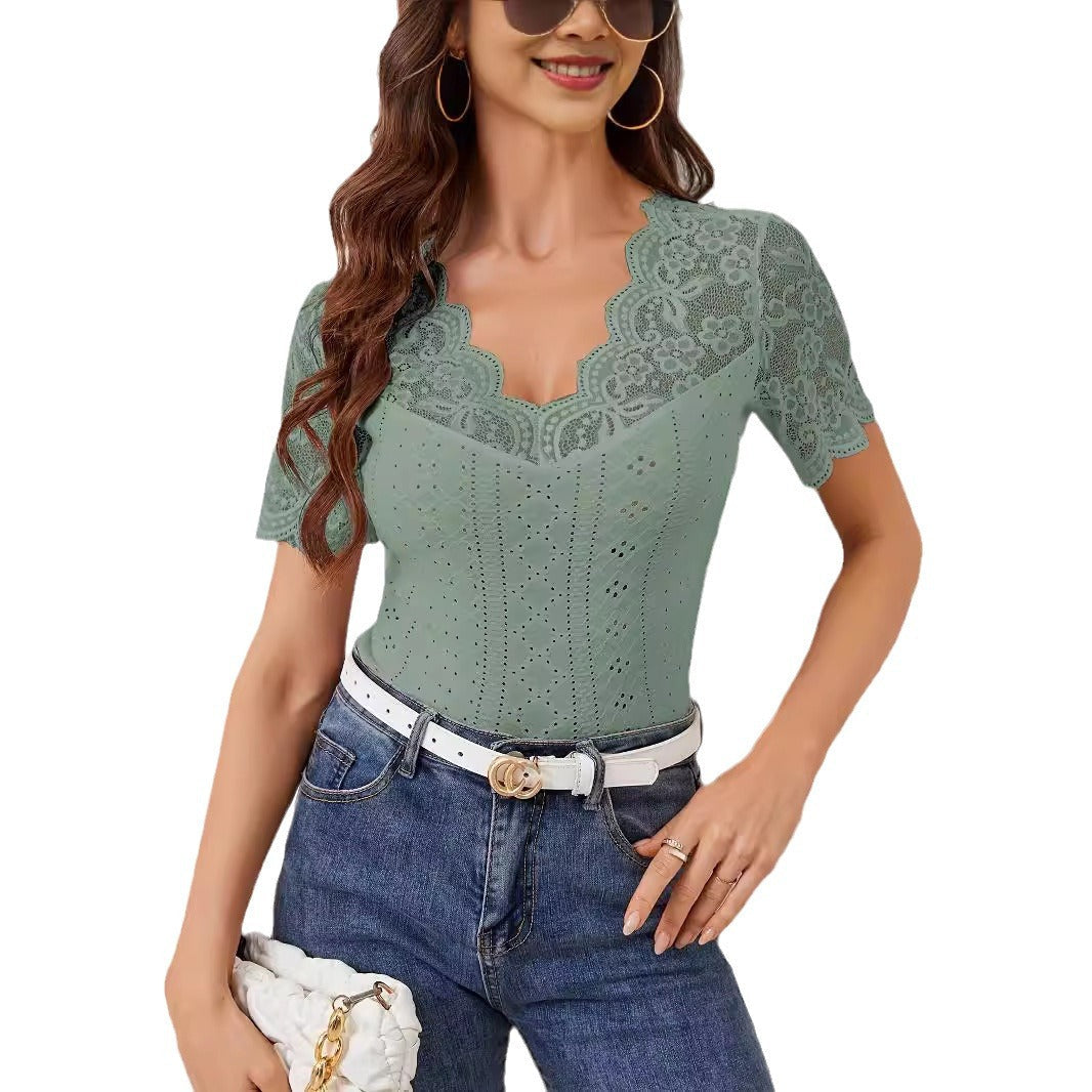 Damen Spitzen Bluse mit romantischen Details