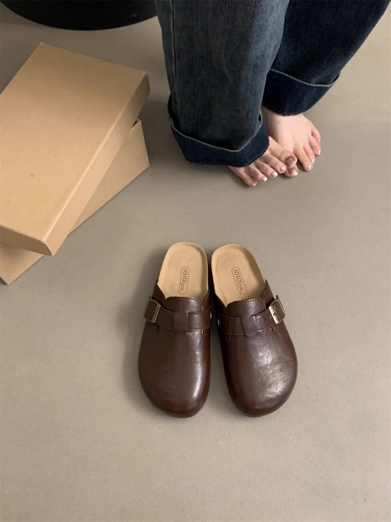 Damen Clogs mit bequemem Fußbett und modischen Schnallenverzierungen Shopnory