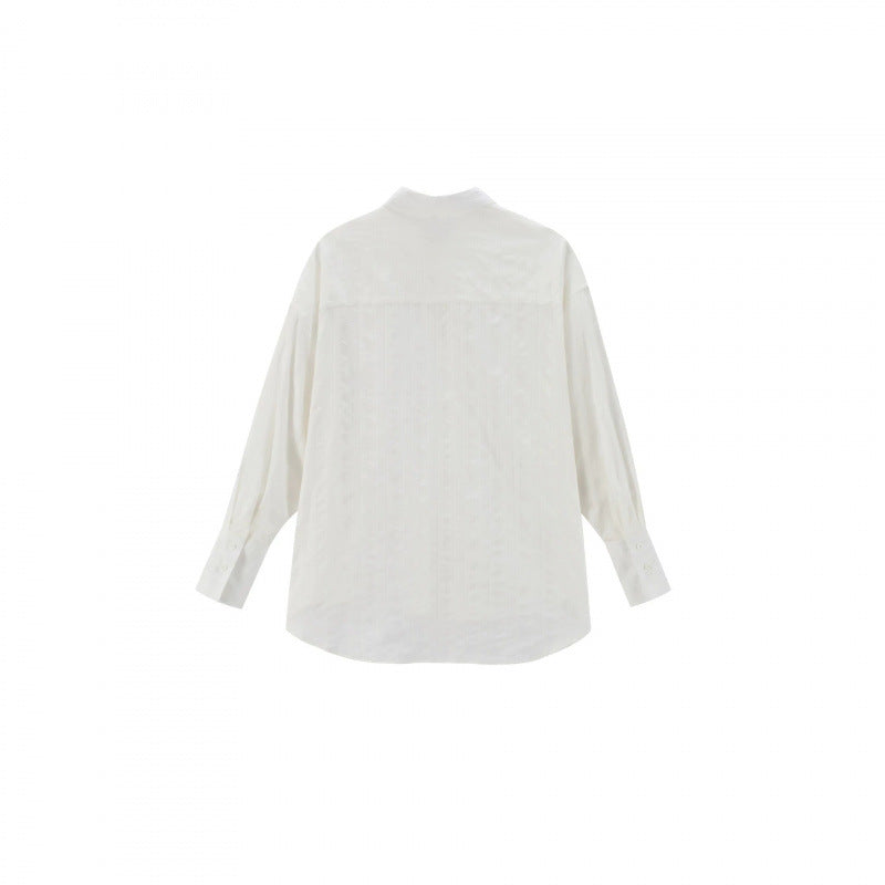 Unisex Oversize Leinenmix‑Hemd mit Strukturstreifen, Kentkragen und gerundetem Saum Shop Nory