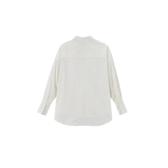 Unisex Oversize Leinenmix‑Hemd mit Strukturstreifen, Kentkragen und gerundetem Saum Shop Nory