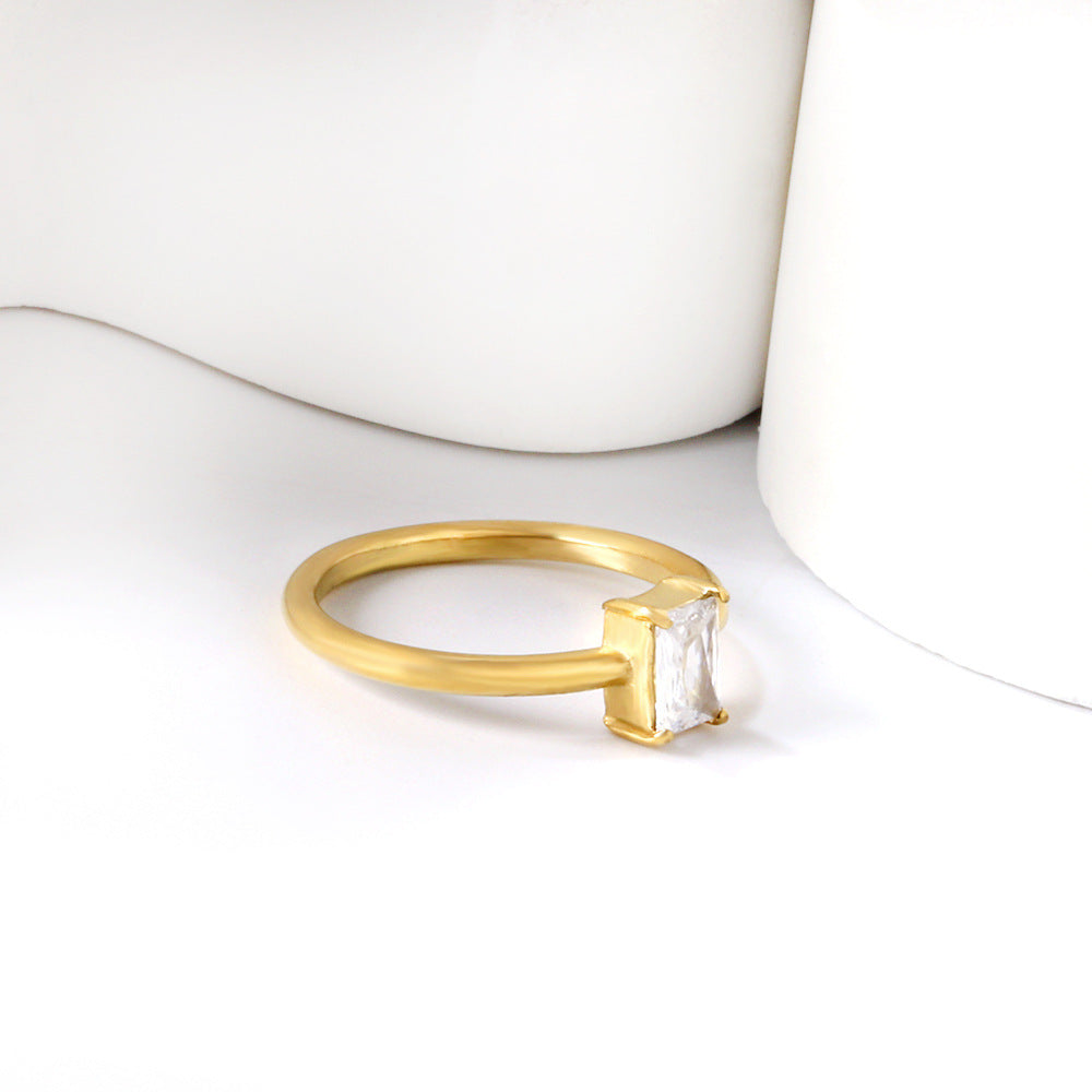 Damen elegante Edelstahl Ring mit funkelndem Zirkonia Shop Nory