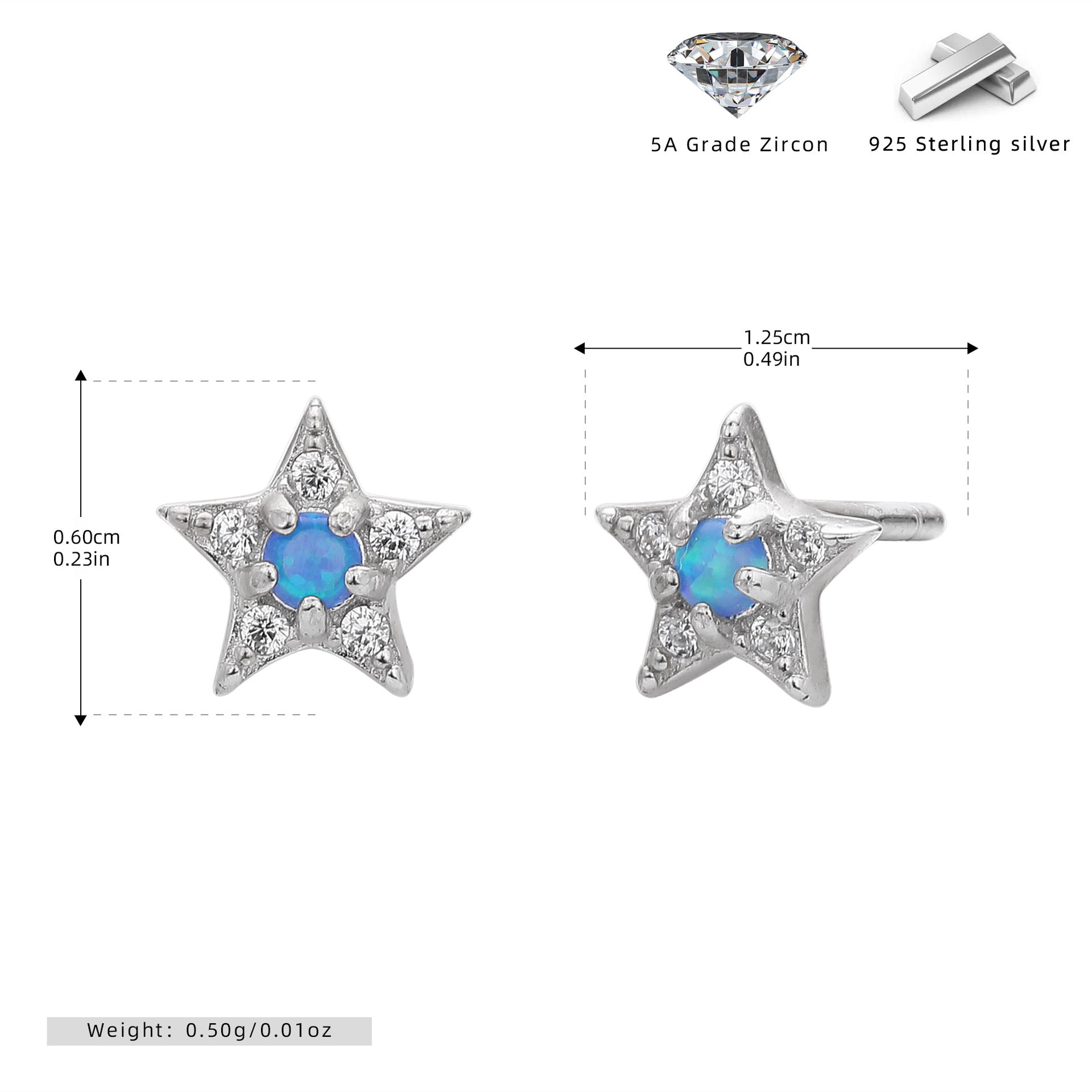 Damen Ohrstecker im strahlenden Sternendesign aus hochwertigem 925 Sterling Silber Shop Nory