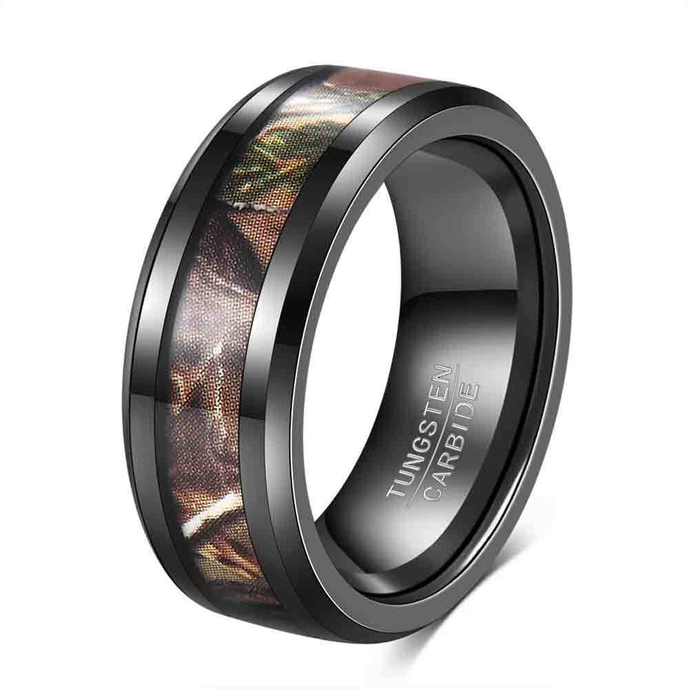 Herren Ring aus hochwertigem Edelstahl mit dekorativem Holz-Inlay Shop Nory