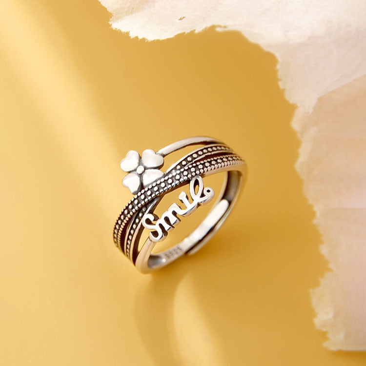 Damen filigraner Ring mit floralem Design und inspirierender Botschaft Shop Nory